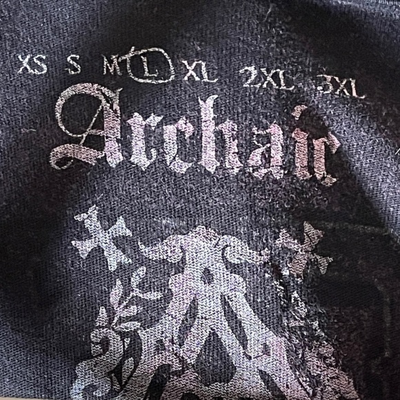 Archaic Gothic Skull V-Neck Graphic Tee Y2K Streetwear Women’s Tshirt Large - Picture 7 of 9